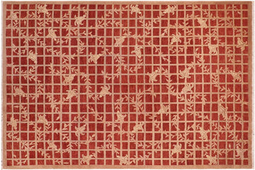 handmade Transitional Kafkaz Chobi Ziegler Red Lt. Tan Hand Knotted RECTANGLE 100% WOOL area rug 8 x 10